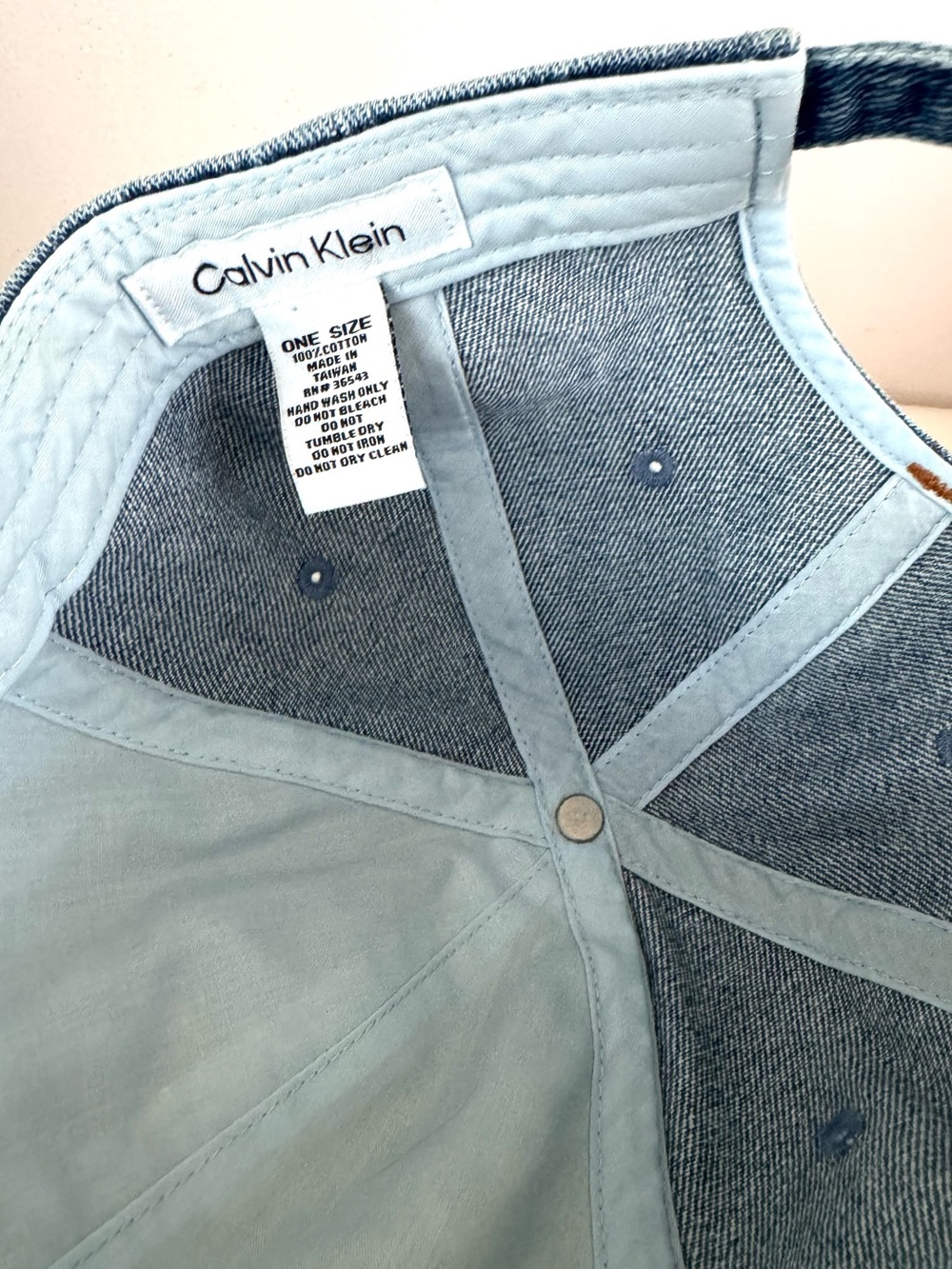 Calvin Klein Jeans Washed Blue Denim Cap with Embroidered Logo - Picture 4 of 10